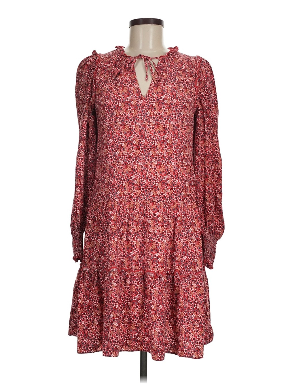 Max Studio Red Floral Long-Sleeve Dress